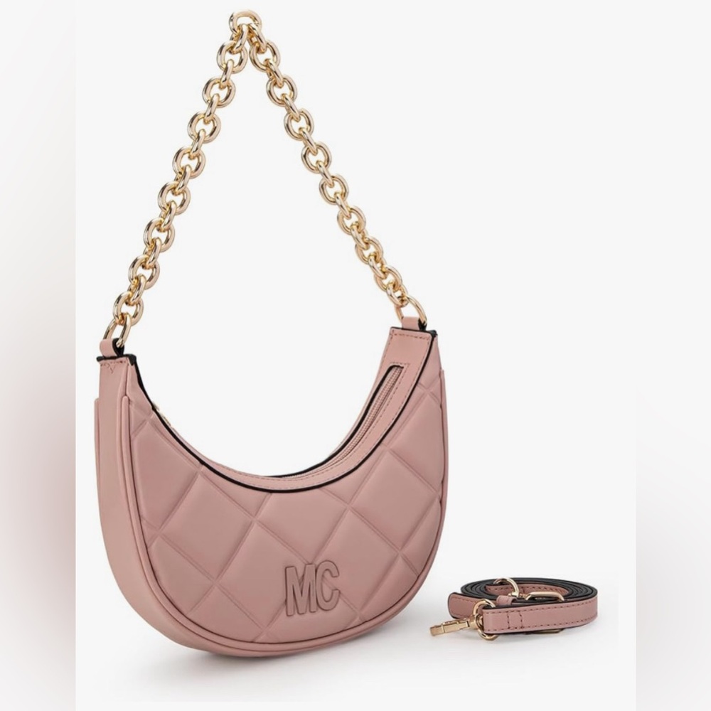 Milan Chiva Soft pink Crescent Shoulder Underarm  Mini Clutch Handbag w/ BONUS